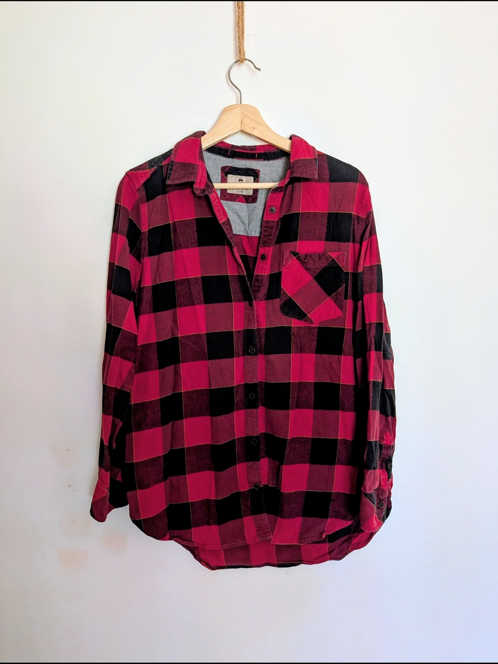 Women’s Red and Black Plaid Button-Down Shirt